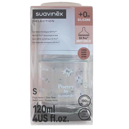 SUAVINEX SEL BIB VID 120ML TET.FIS.SIL S POETRY
