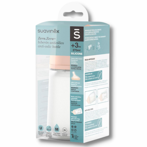 SUAVINEX ZERO.ZERO BIB ANTICÓLICO 270ML M LIGHT