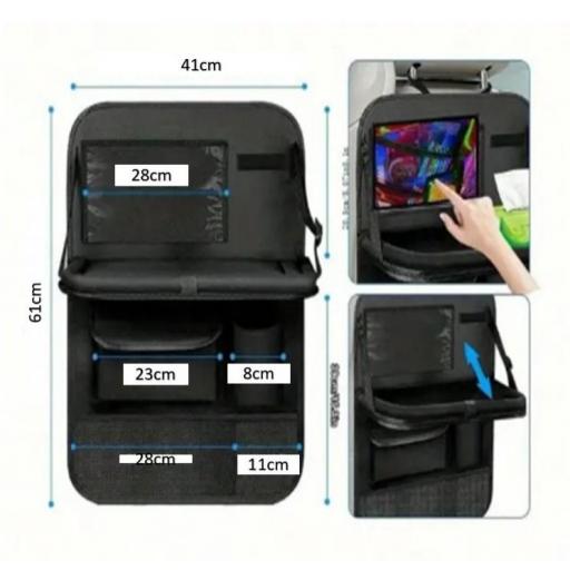 ​Organizador de asiento trasero de coche con bandeja de mesa plegable [2]