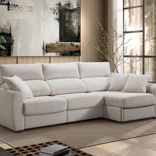 Sofá Chaise Longue Nórdico Convertible con Reposapiés Extensibles - Modelo "Scandi-Comfort [1]