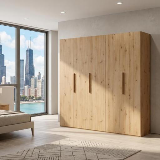 Armario 5 puertas abatibles acabado roble artisan