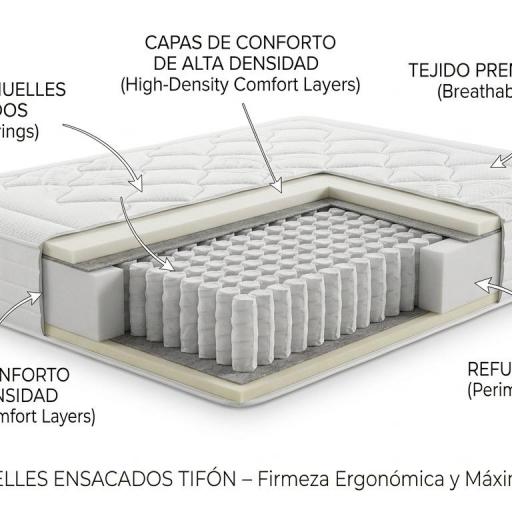 Colchón de Muelles Ensacados Tifón – Firmeza Ergonómica y Máxima Transpirabilidad [1]