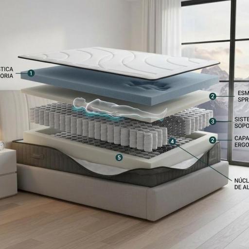 Colchón de Muelles Ensacados Luxe - Firmeza Ortopédica y Máxima Estabilidad [2]