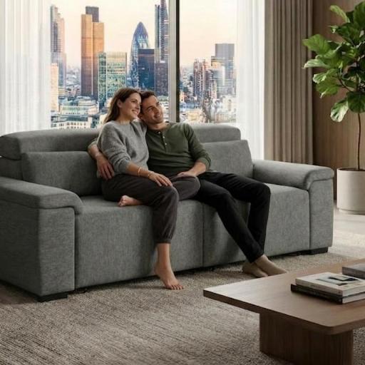 Sofá 3 Plazas Deslizante Linial XL con Cabezales Reclinables [0]