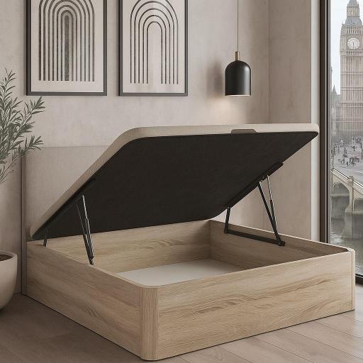 Canapé Abatible de Madera de Roble Claro con Almacenamiento Integrado – Diseño Moderno y Nórdico [1]