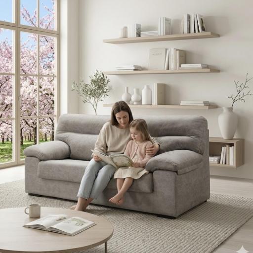 Sofá Nórdico de 3 Plazas en Gris Perla - Confort Minimalista para Salones Modernos