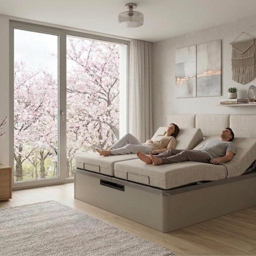 Canapé Abatible Gran Capacidad con Somier Articulado Eléctrico de Doble Motor [1]