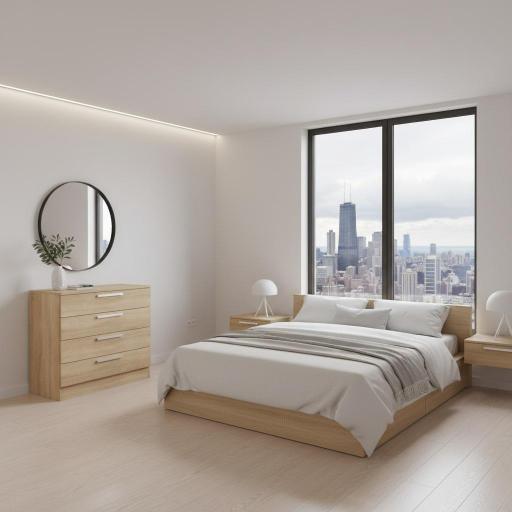 Cómoda Minimalista de 4 Cajones en Madera Clara - Estilo Nórdico Moderno [0]