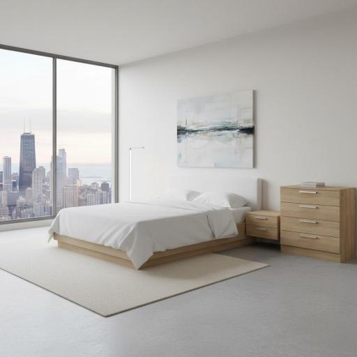 Cómoda Minimalista de 4 Cajones en Madera Clara - Estilo Nórdico Moderno [2]