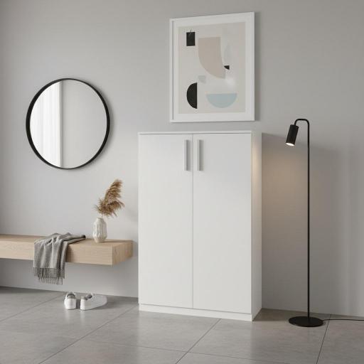 Zapatero Armario 2 Puertas Madera Roble Natural | Mueble Entrada Moderno con Estantes [2]