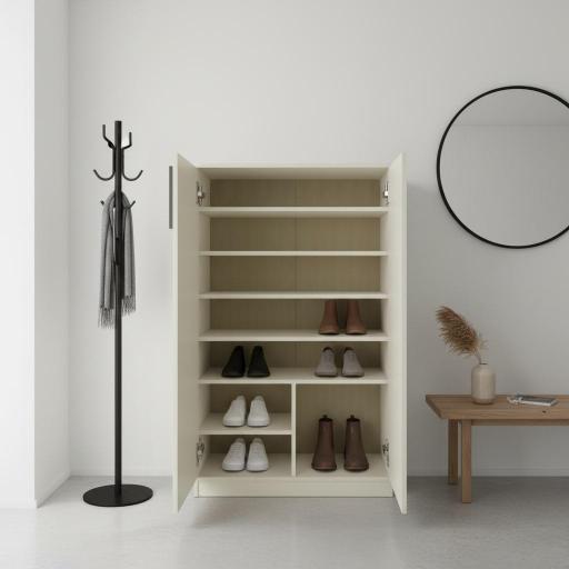 Zapatero Armario 2 Puertas Madera Roble Natural | Mueble Entrada Moderno con Estantes [3]