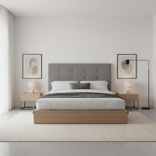 Cabezal Tapizado Nórdico Gris Capitoné con Botones para Cama
