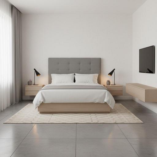 Cabezal Tapizado Nórdico Gris Capitoné con Botones para Cama [2]