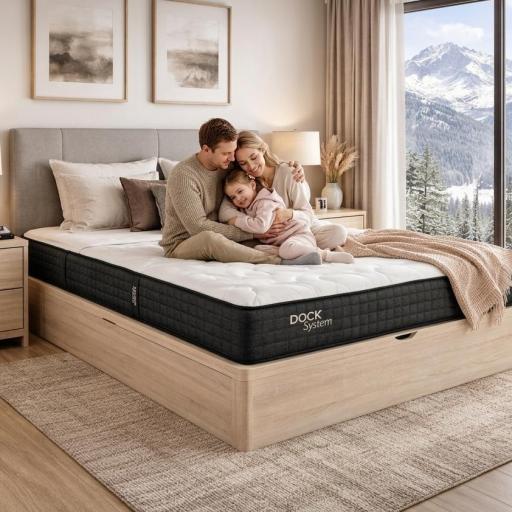 Pack Canapé Abatible + Colchón Muelles Ensacados Tifón - Almacenamiento y Confort Superior