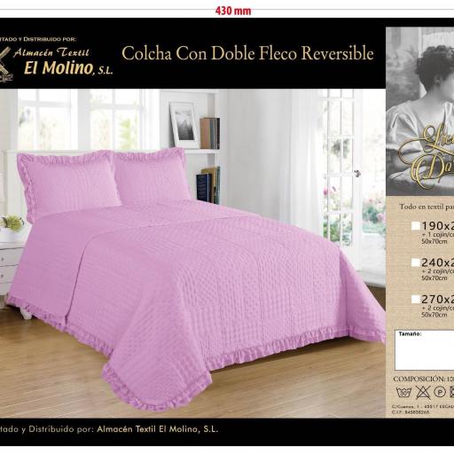 Colcha con doble fleco Reversible Rosa