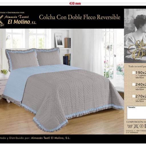 Colcha con doble fleco Reversible Gris-Gris