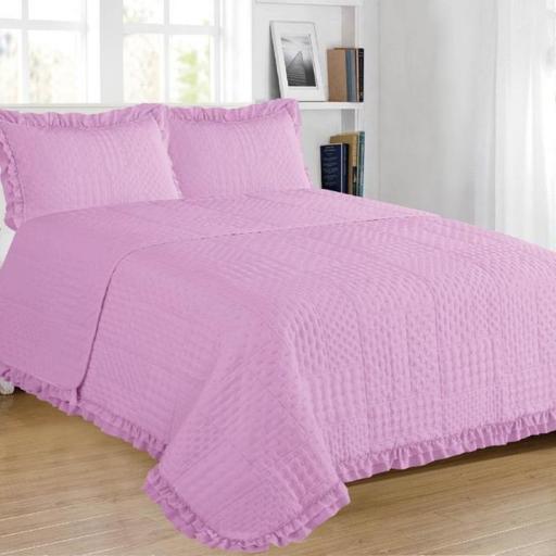 Colcha con doble fleco Reversible Rosa