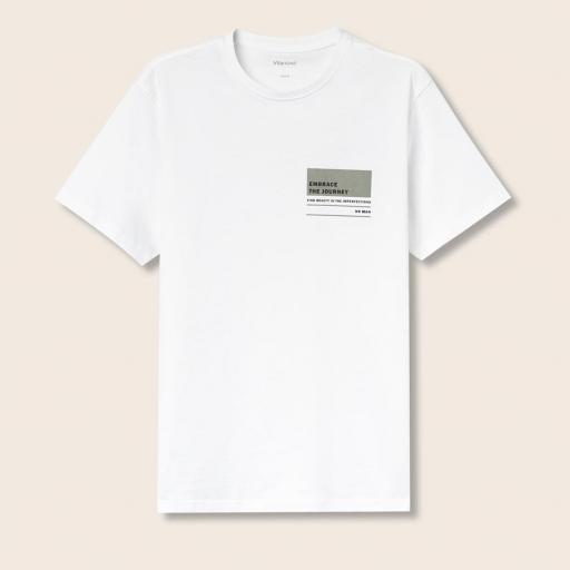 Camiseta de Algodón Estampada Blanco [2]