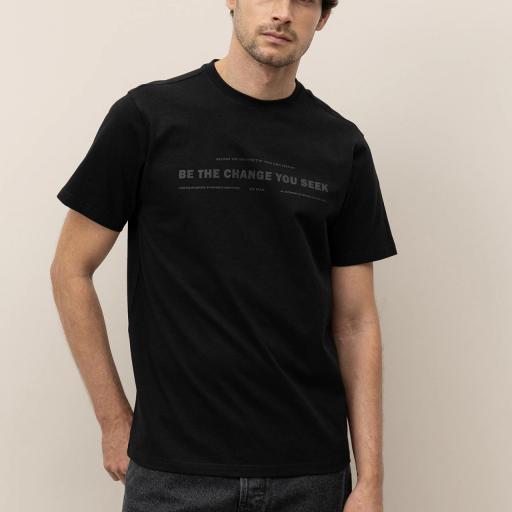 Camiseta de Algodón Estampada Negra [1]