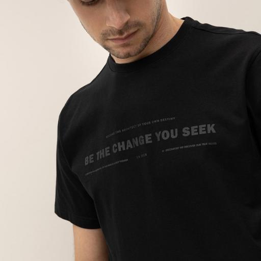 Camiseta de Algodón Estampada Negra