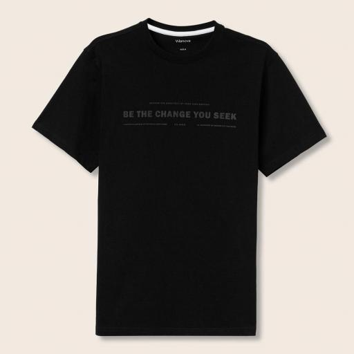 Camiseta de Algodón Estampada Negra [2]