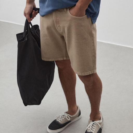 Pantalón Corto Denin Beige