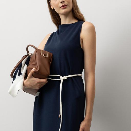 Vestido Midi con Cinturón de Cordón