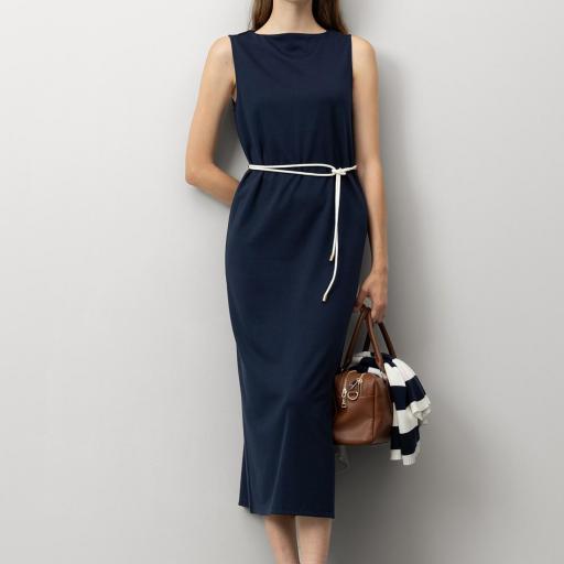 Vestido Midi con Cinturón de Cordón [1]