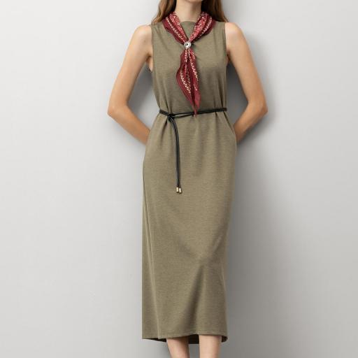 Vestido Midi con Cinturón de Cordón [2]