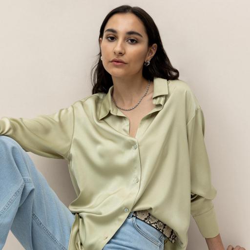 Camisa Satinada Escote en V [1]