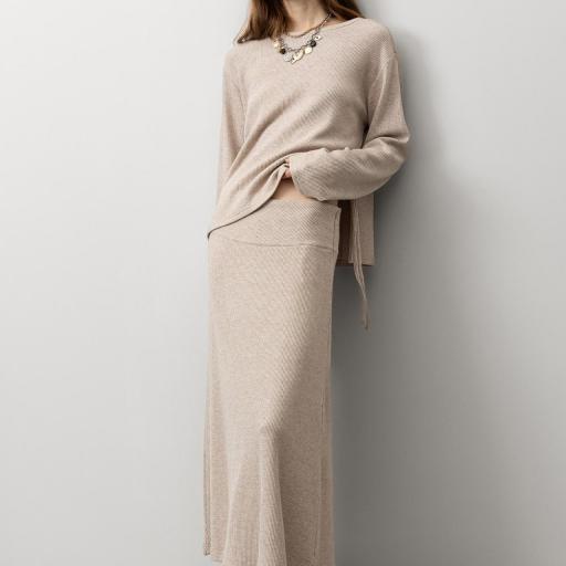 Falda Evasé con Hilo Metálico