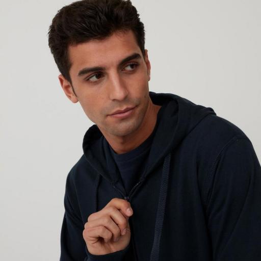 Chaqueta de Punto con Capucha, Azul Oscuro [2]