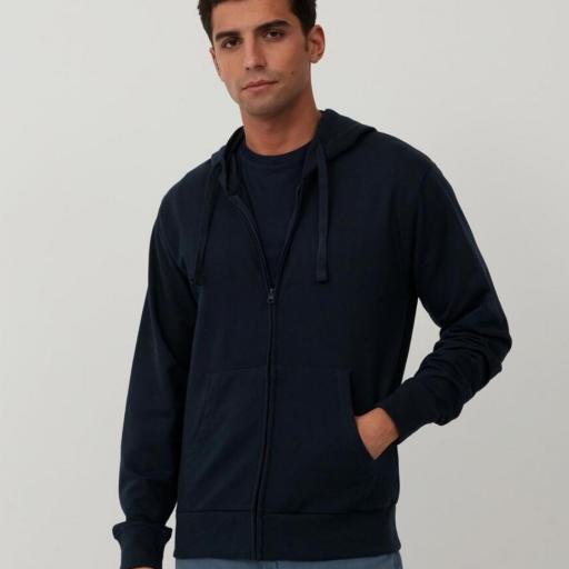 Chaqueta de Punto con Capucha, Azul Oscuro