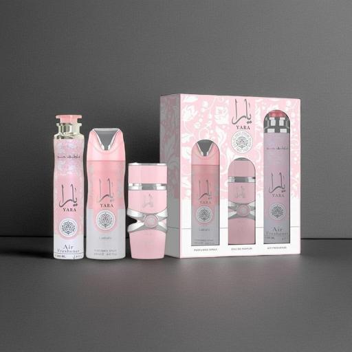  Set de regalo Lattafa Yara Rosa 100Ml de 3 piezas para mujer +  Deo + ambientador  [2]