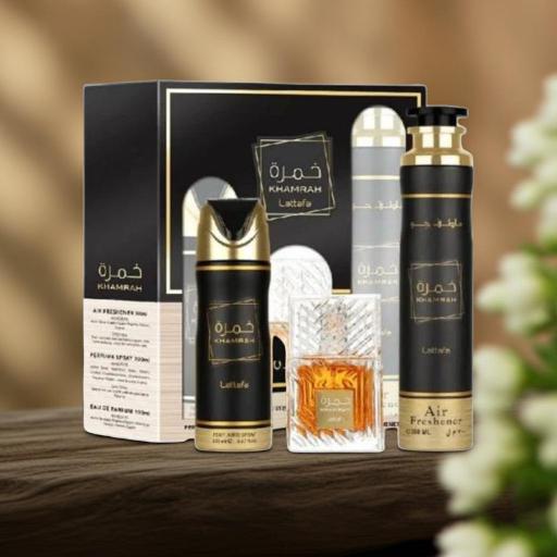 Set Regalo Lattafa KHAMRAH 100 Ml + Deo 200 Ml + Ambientador 300 Ml [2]