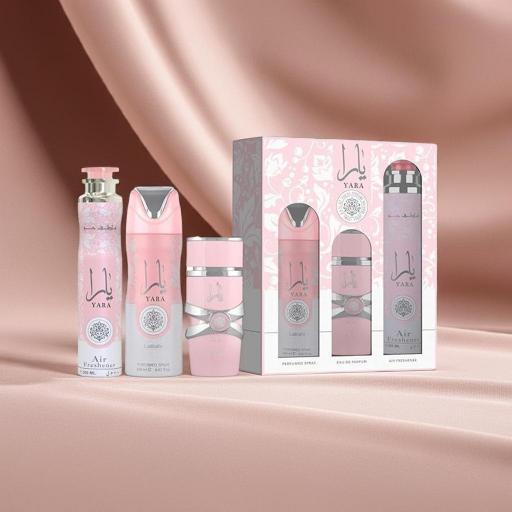  Set de regalo Lattafa Yara Rosa 100Ml de 3 piezas para mujer +  Deo + ambientador  [3]