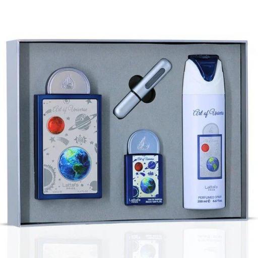 Lattafa Pride Art of Universe - Set de regalo 4 unidades, 100 ml EDP + 20 ml EDP + Vaporizador perfumado + Vaporizador de bolsillo [0]
