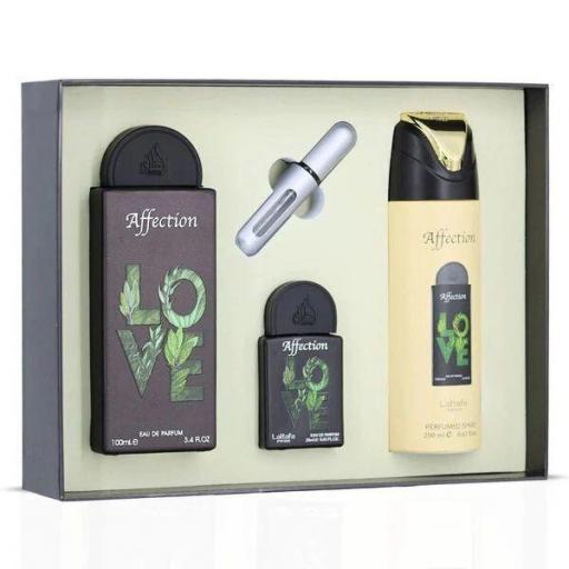 Lattafa Pride Affection - Set de regalo 4 unidades, 100 ml EDP + 20 ml EDP + Vaporizador perfumado + Vaporizador de bolsillo [0]