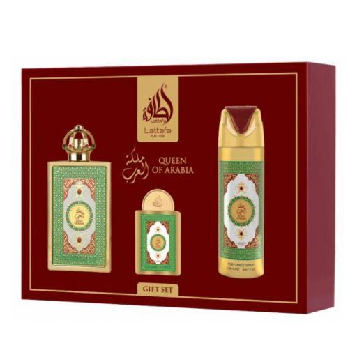 Lattafa Pride Queen of Arabia Giftset 4 uds. 100 ml EDP + 20 ml EDP + Vaporizador perfumado + Vaporizador de bolsillo [0]