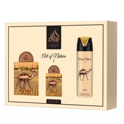 Lattafa Pride Art of Nature l Set de regalo 4 uds. 100 ml EDP + 20 ml EDP + Vaporizador perfumado + Vaporizador de bolsillo