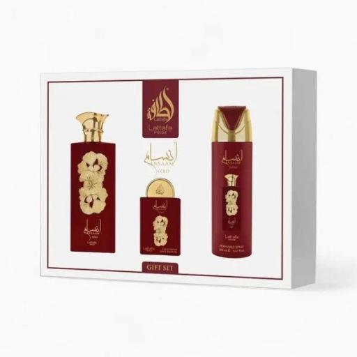 Lattafa Pride Ansaam Gold Giftset 4 uds. 100 ml EDP + 20 ml EDP + Vaporizador perfumado + Vaporizador de bolsillo