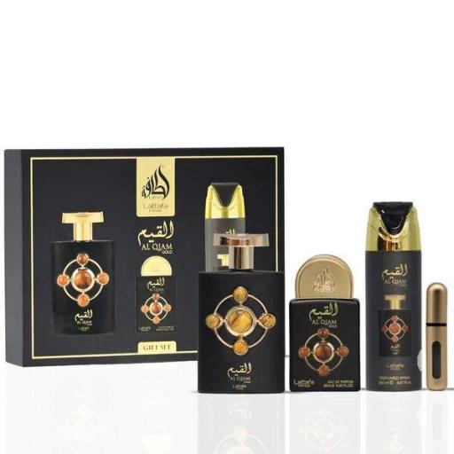 Lattafa Pride Al Qiam Gold Giftset 4 uds. 100 ml EDP + 20 ml EDP + Vaporizador perfumado + Vaporizador de bolsillo
