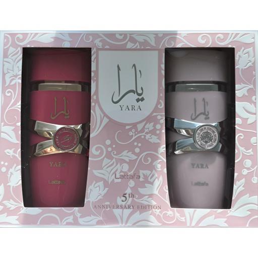 Set de regalo del 5.º aniversario de Lattafa Yara, 2 piezas: Yara 100 ml + Candy 100 ml EDP