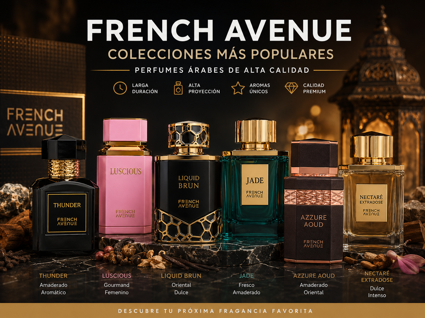 Colección de perfumes árabes de lujo