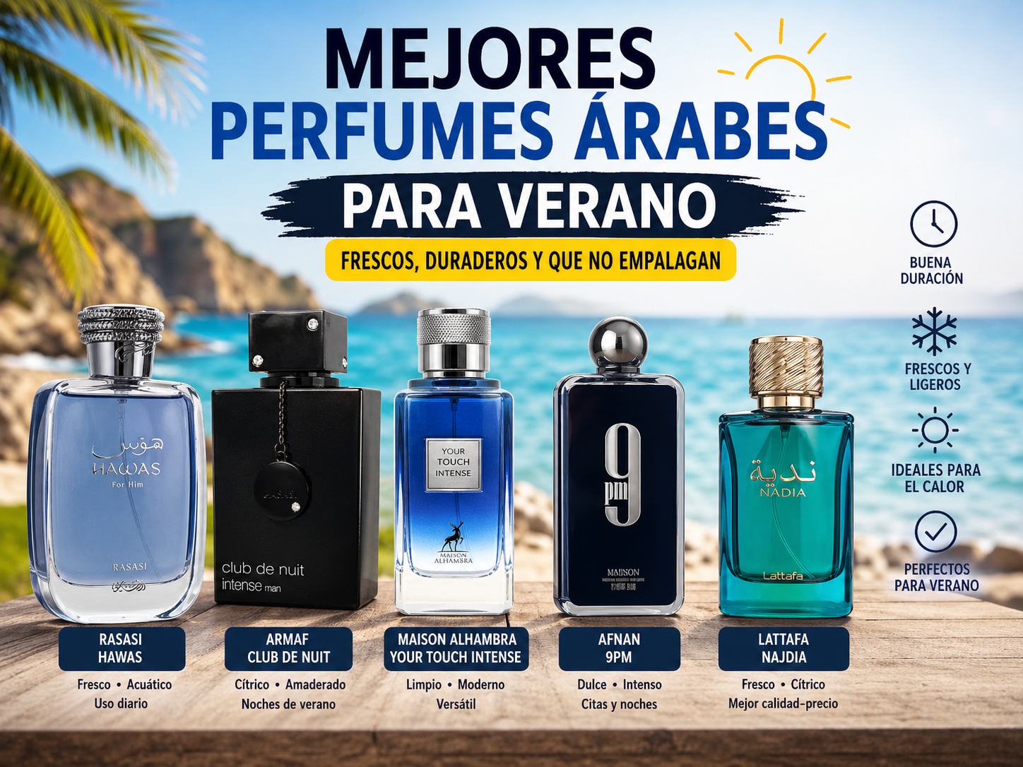 Mejores perfumes árabes para verano frescos y duraderos