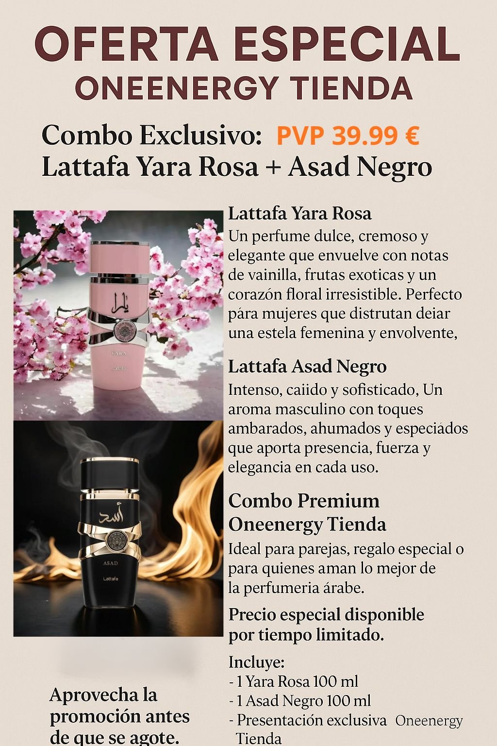 Combo Exclusivo: Lattafa Yara Rosa + Asad Negro