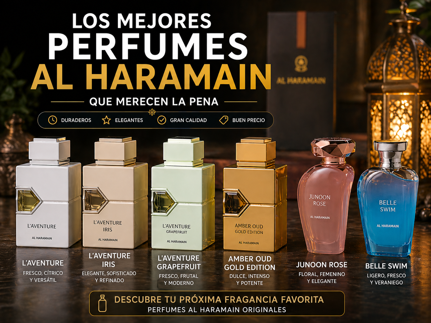 Perfumes Al Haramain elegancia dorada
