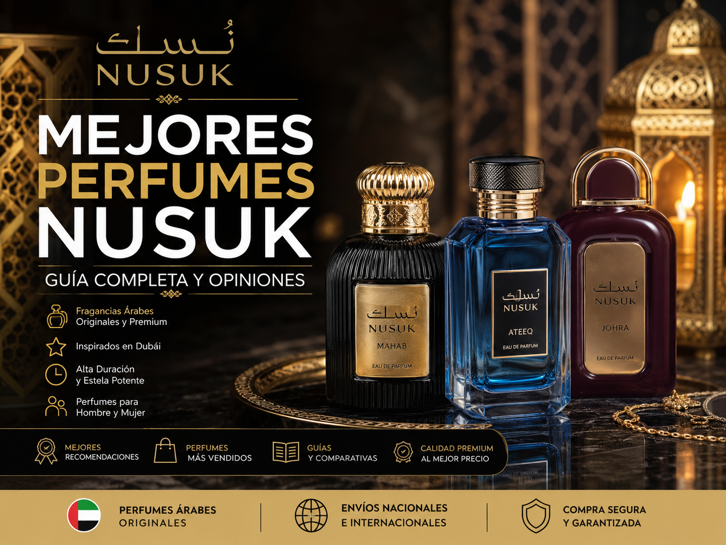 Perfumes árabes premium NUSUK inspirados en Dubái