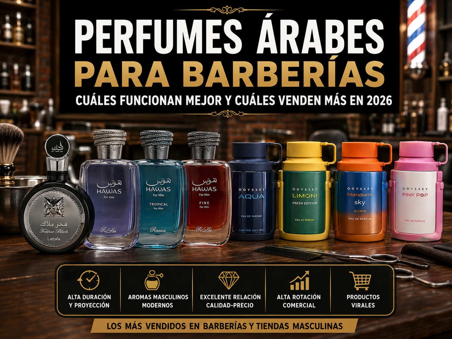 Perfumes árabes para barberías y tiendas masculinas en 2026