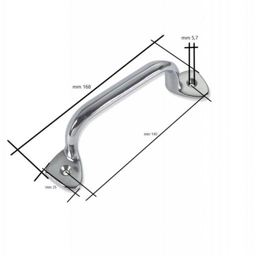 Asa de popa de latón cromado de 168 x 35 x 45 mm [7]